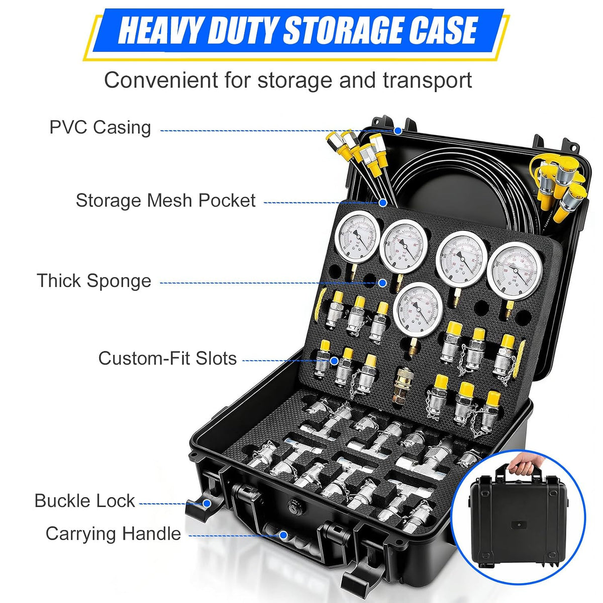 AJulyBee Hydraulic Pressure Test Kit with Storage Case