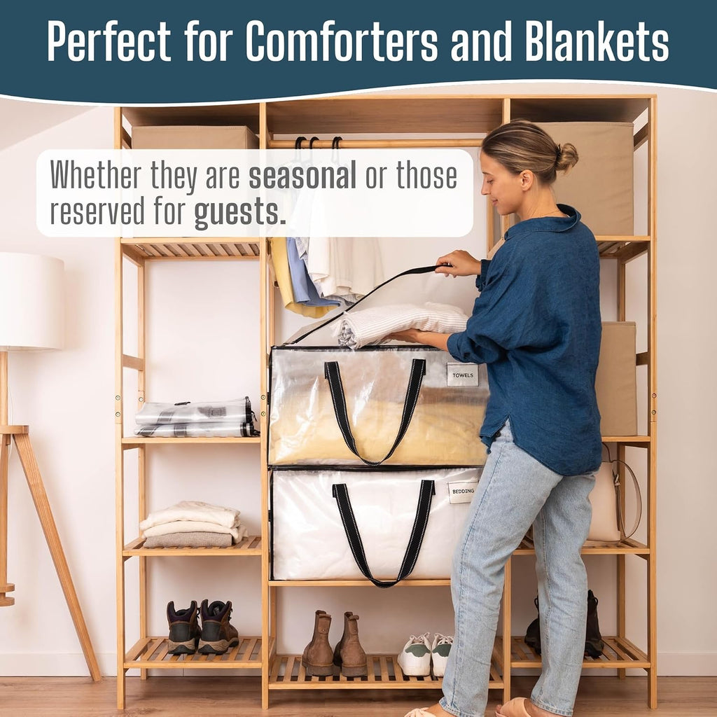 Moving Bags, Storage Bags, Wide Open Top, Clear, 4 Pack