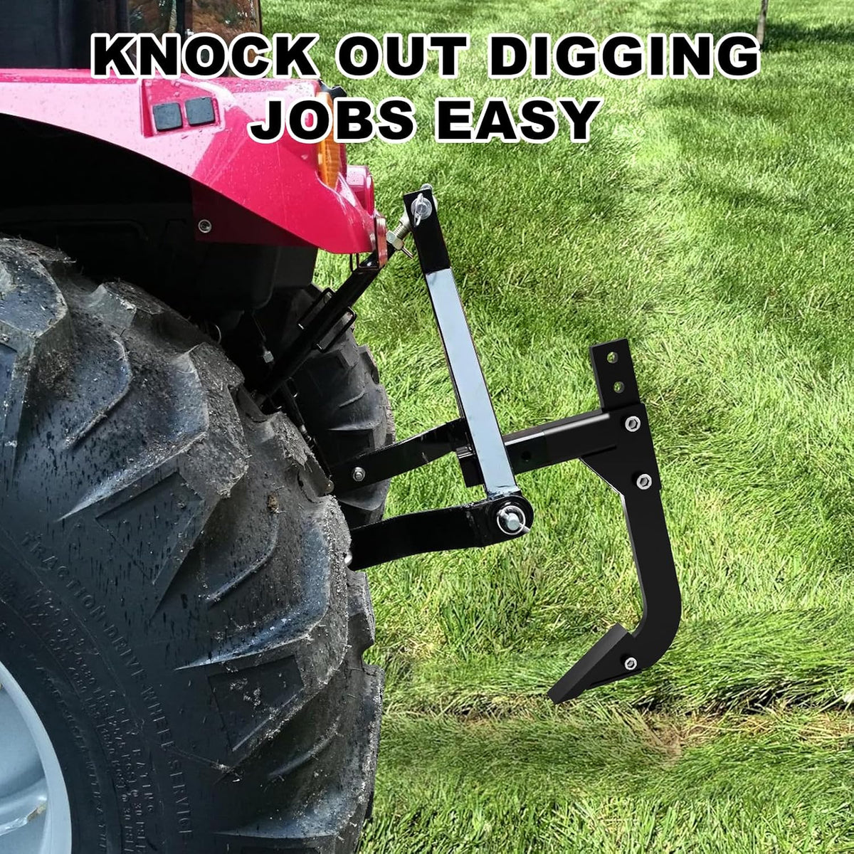 Tractor Subsoiler Ripper, Adjustable 18" 3 Point Hitch Trencher with 2" Receiver, 2 Teeth for Soil Breaking & Garden