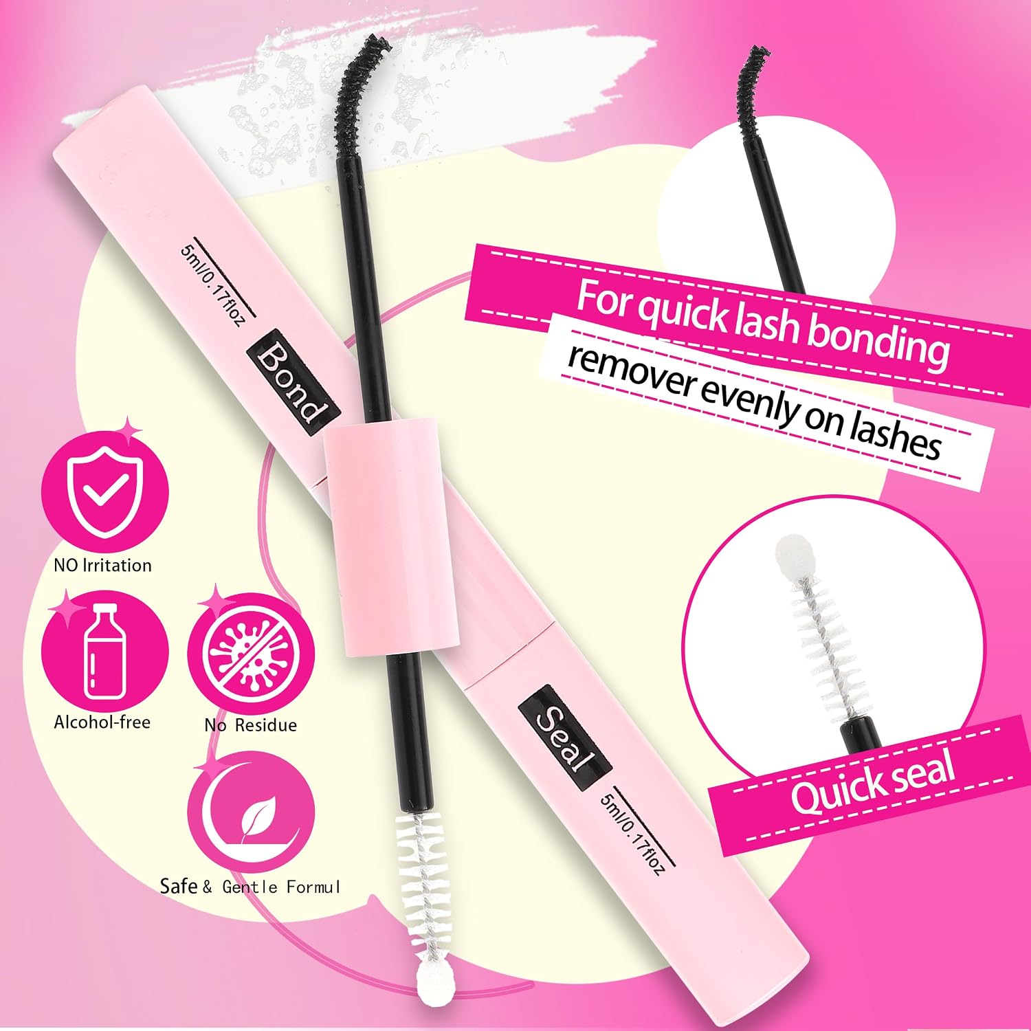 Bond and Seal 4 in 1 Long Lasting Cluster Lash Glue Tool Kit for DIY Eyelash Extensions Waterproof Strong Hold