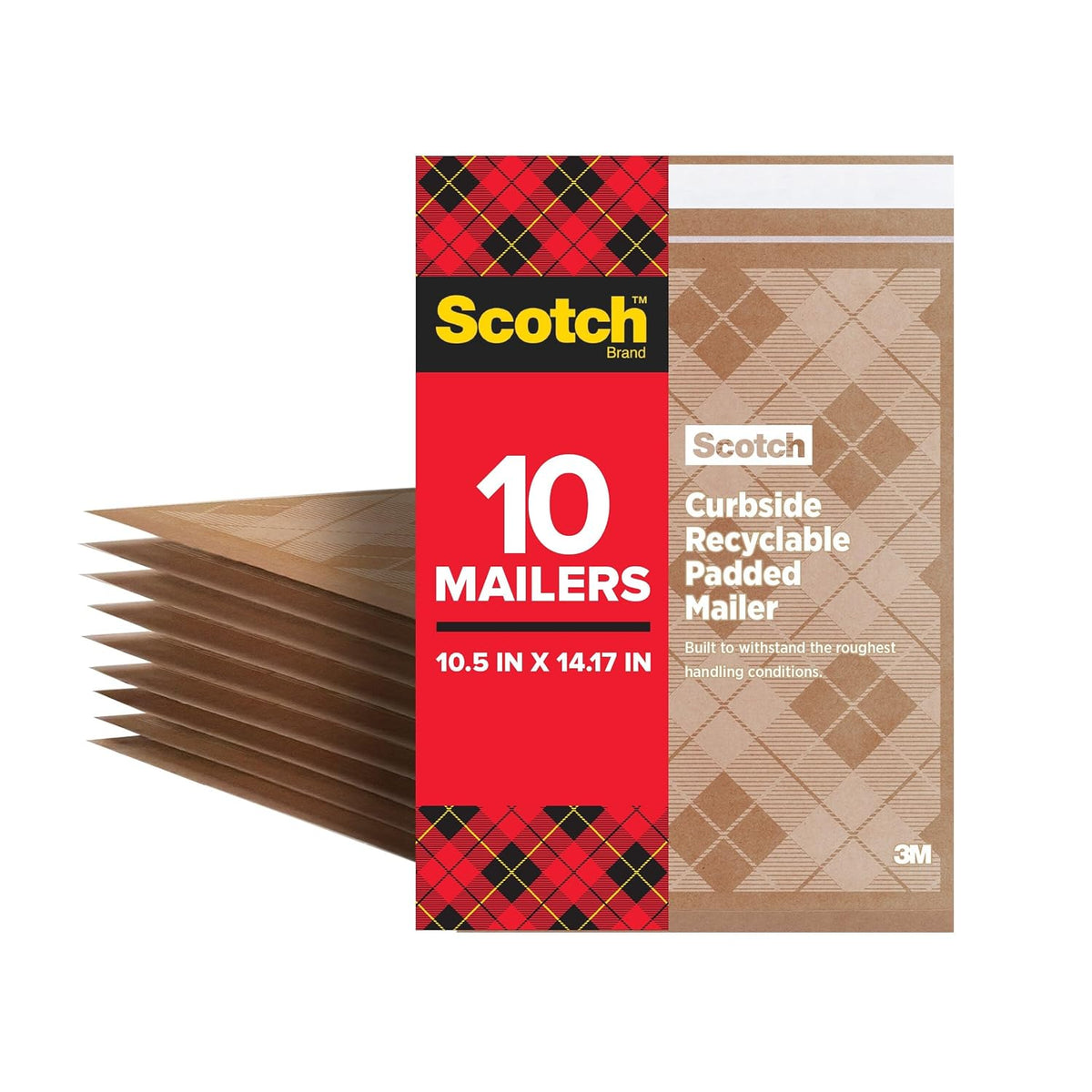 Curbside Recyclable Padded Mailers, 10 Pack, 10.5 x 14.75 in