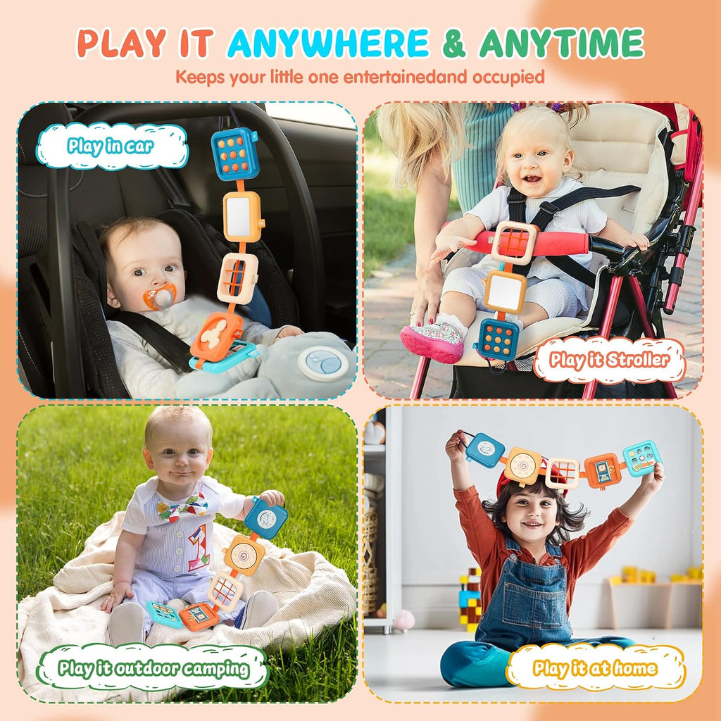Busy Board for 1 Year Old, Travel Toys for Toddler 1-3 on Plane Car, Montessori Busy Board Busy Cube, Toys for 1 Year