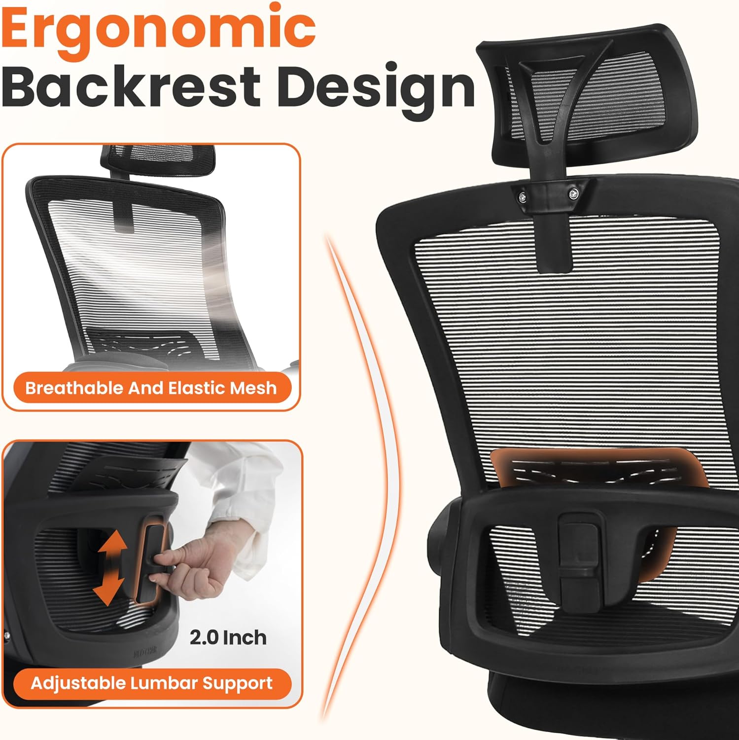 Office Desk Chair Gaming Computer High Back Support Mesh Comfy Seat with Adjustable Ergonomic Headrest Lumbar Rolling