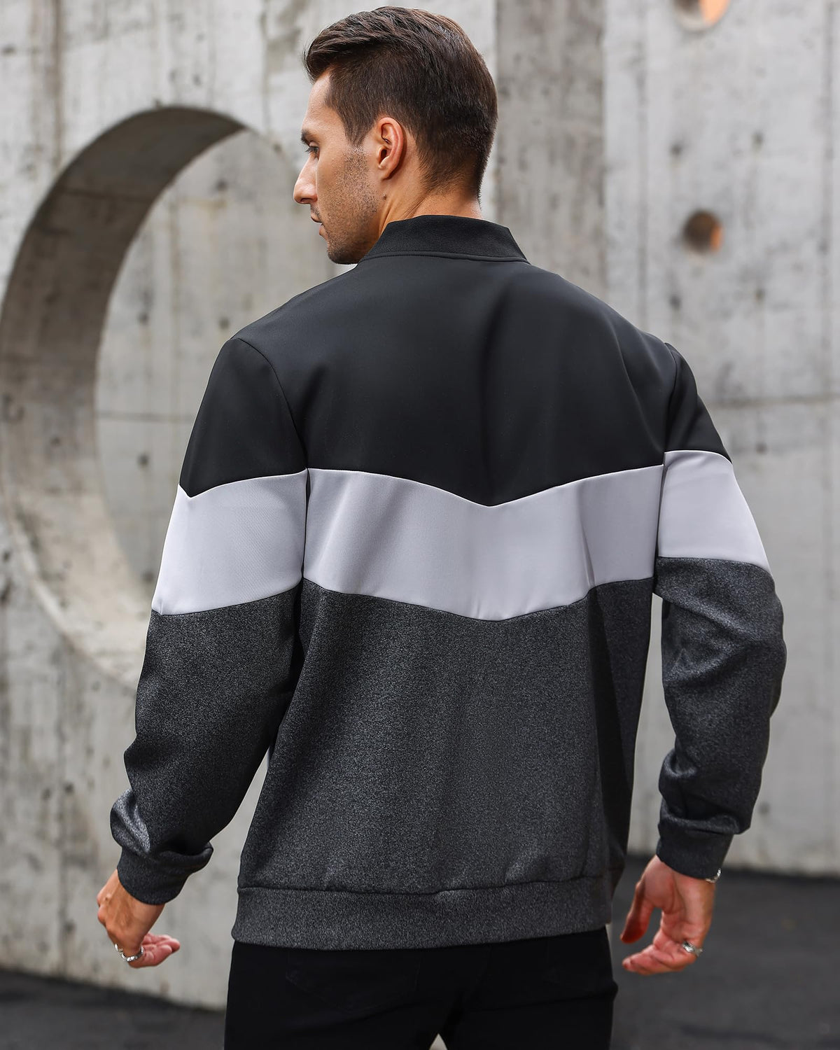 Men's Lightweight Jacket Casual Bomber Jacket Color Block Varsity Coat