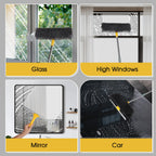 96" Long Handle Window Wall Cleaner Tool with Extension Pole,2 in 1 Large Window Squeegee with Cleaning Mop Tools Kit