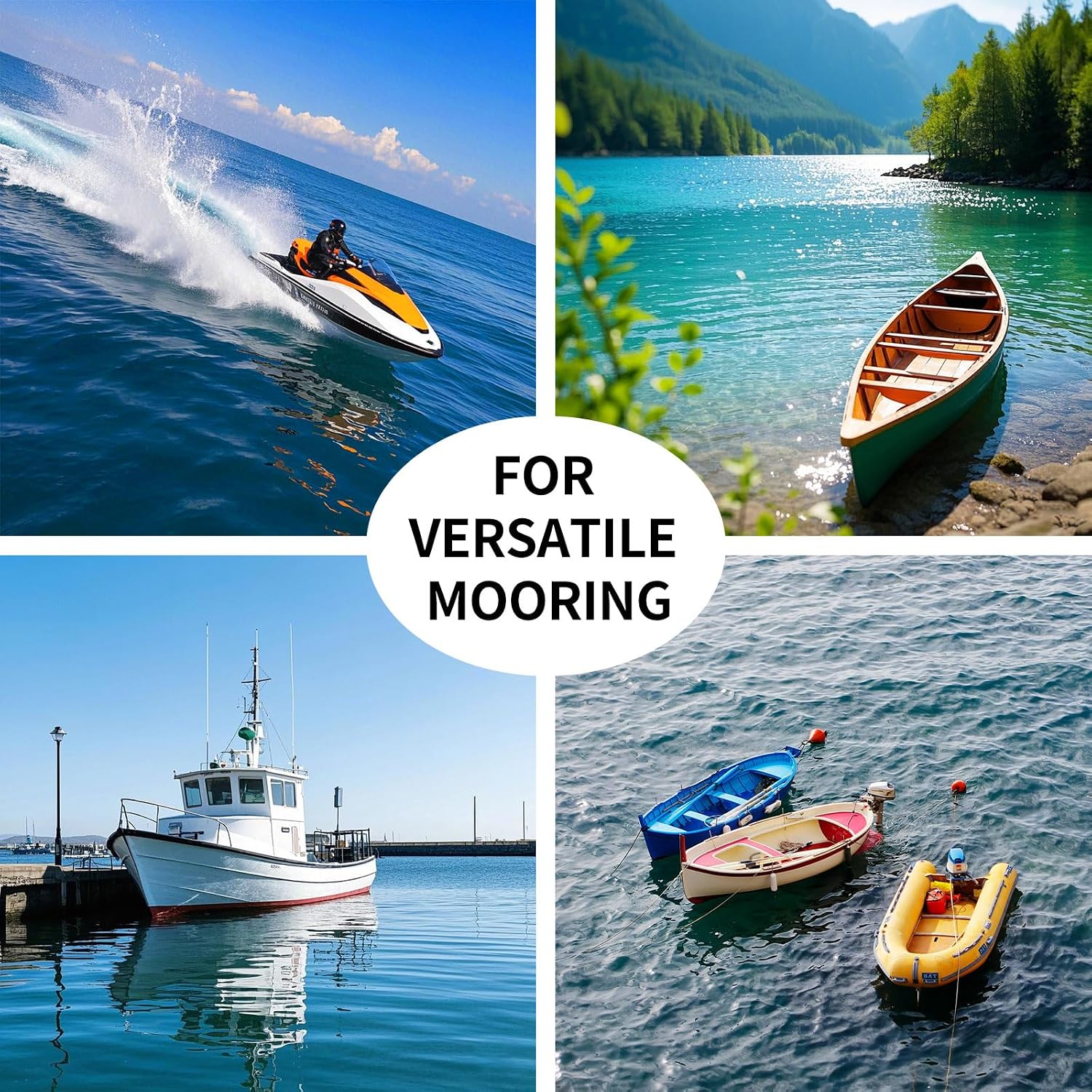 Bungee Dock Lines for Boats 2FT, Boat Tie Downs for Dock with Hooks, Elastic Dock Ties for Small Boat Jet Ski Kayak