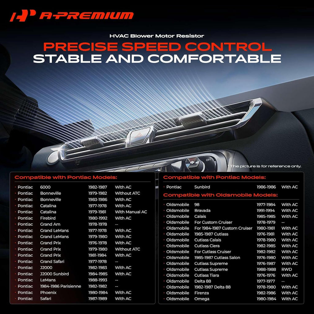 A-Premium Front HVAC Blower Motor Resistor with 4 Pins Connector