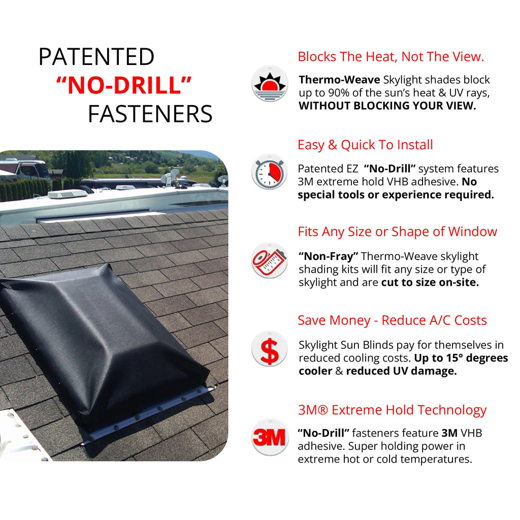 EZ Snap No Drill Skylight Shade Kit, Heat Blocking Skylight Cover, DIY