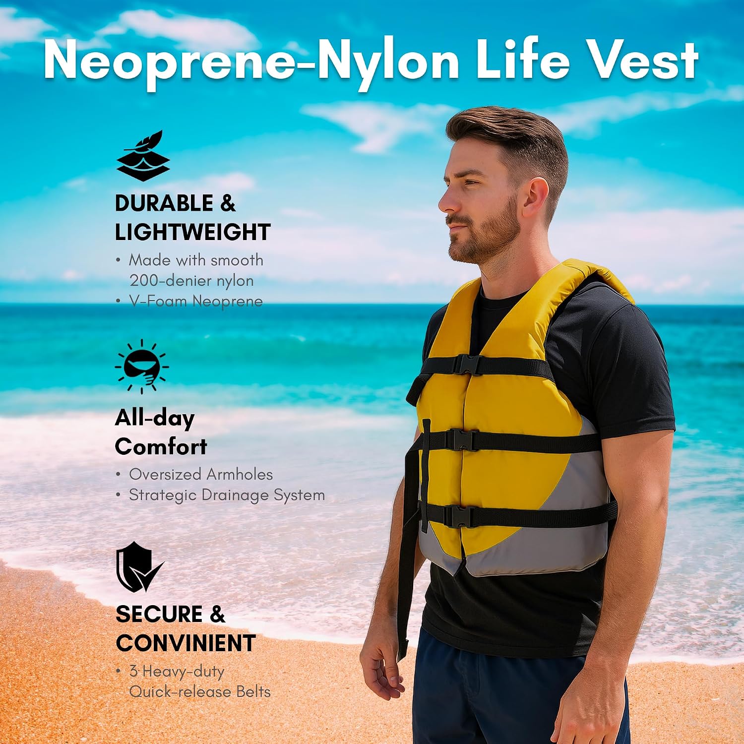 MW Adult Universal Life Vest, USCG Approved Type III Life Jacket for Adults, Great for Boating, Fishing, Tubing, &