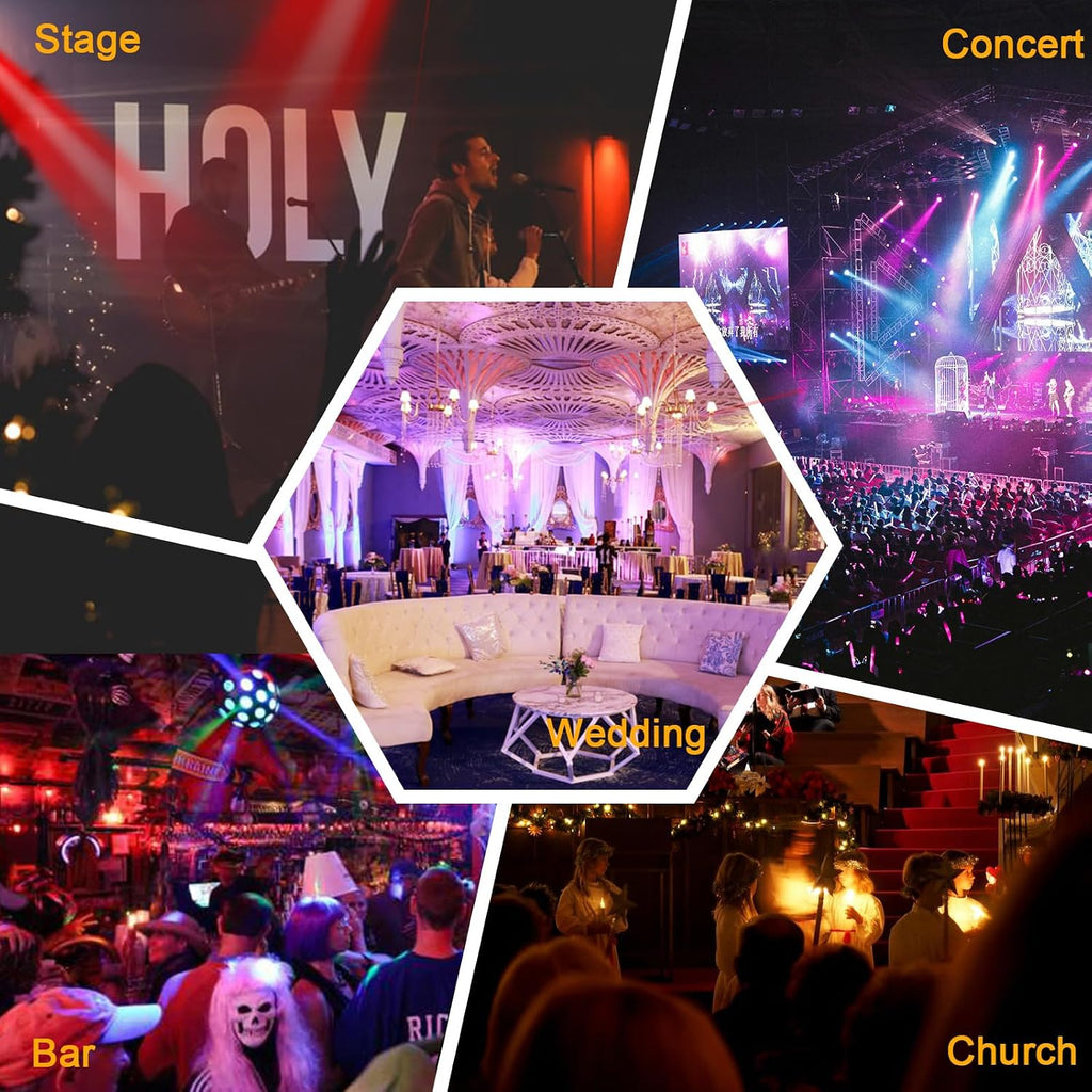 DJ Par Lights, RGBW LED Par Light | Sound Activated and Remote, DMX Stage Uplighting for Event Wedding Church