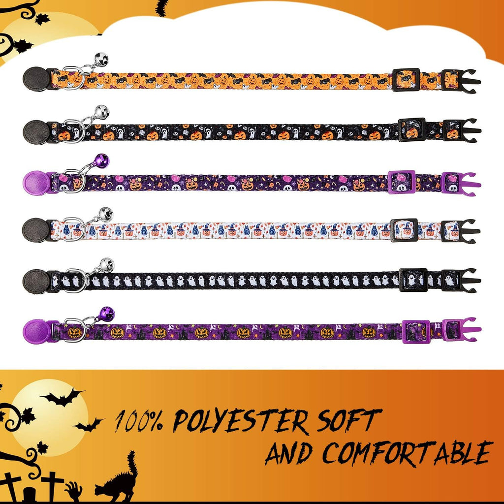 6 Pcs Halloween Cat Collar, Breakaway Cat Collars with Bell