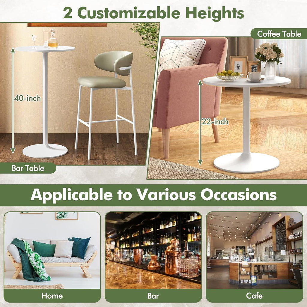 Round Bistro Table, Height Adjustable Bar Height Cocktail Table