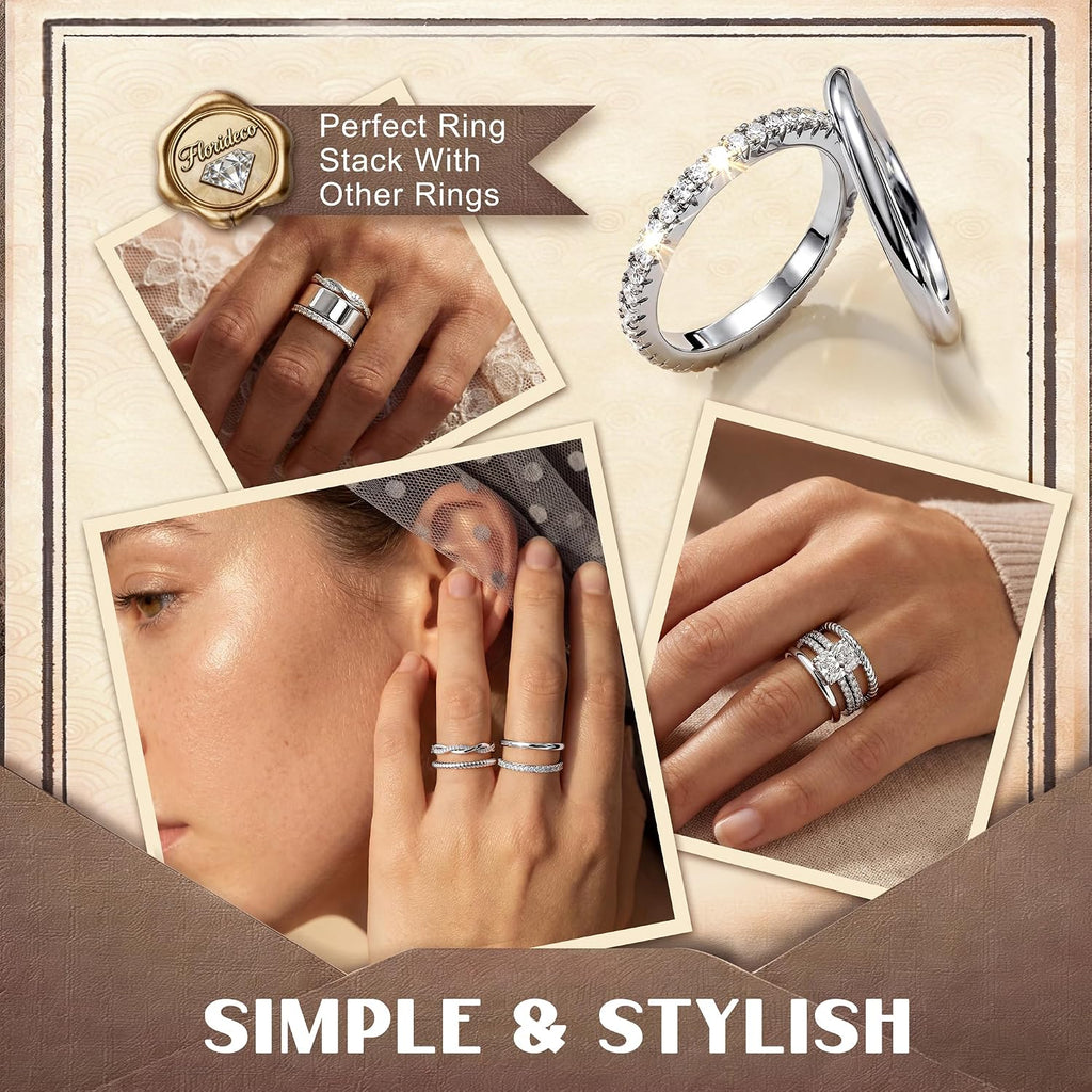 Stackable Rings for Women Non Tarnish Dainty 14K Gold Plated Stackable Thin Rings Cubic Zirconia Thumb Ring Set