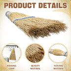 2 Pcs 12" Hand Held Whisk Broom Corn Straw with Metal Hanger