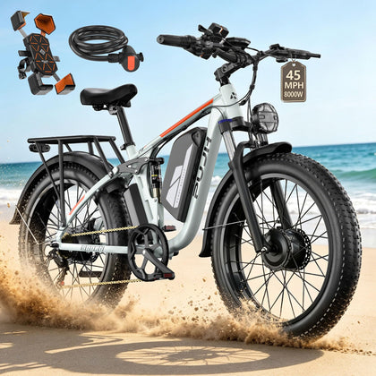 8000W Adults Dual Motor E-Bike Up to 100Mi 60V 24" Fat Tire