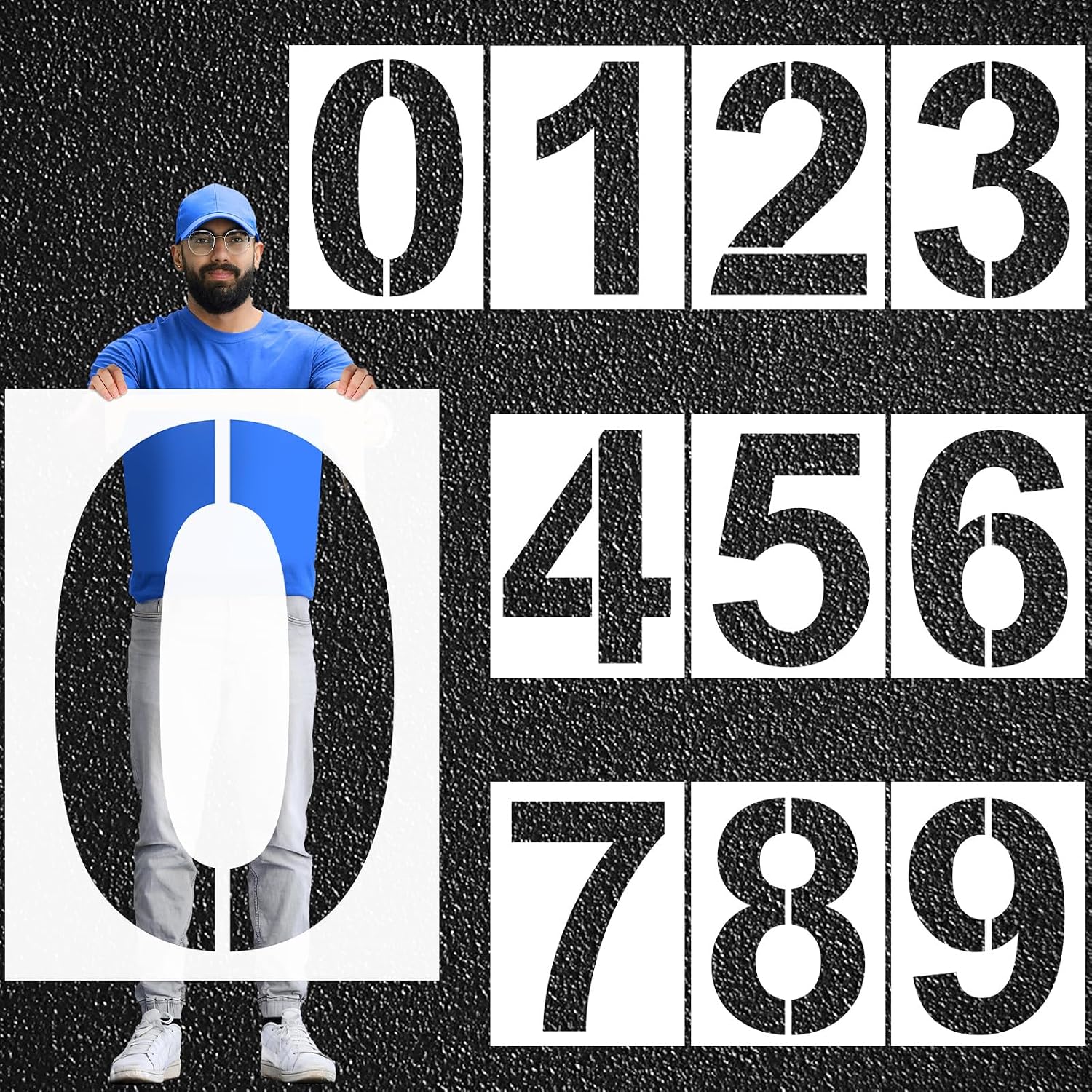 32 Inch Large Number Stencils Set 0-9 Address Pavement Templates Reusable Number Stencil Kit for Address Parking Lot