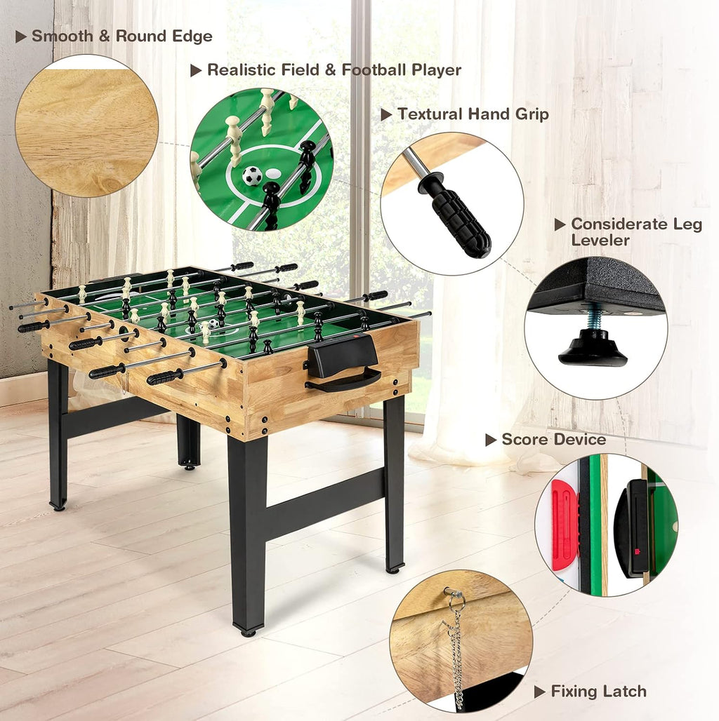 10-in-1 Multi Game Table, Combo Game Table Set w/Hockey, Foosball Pool Ping-Pong Chess Cards Checkers Bowling