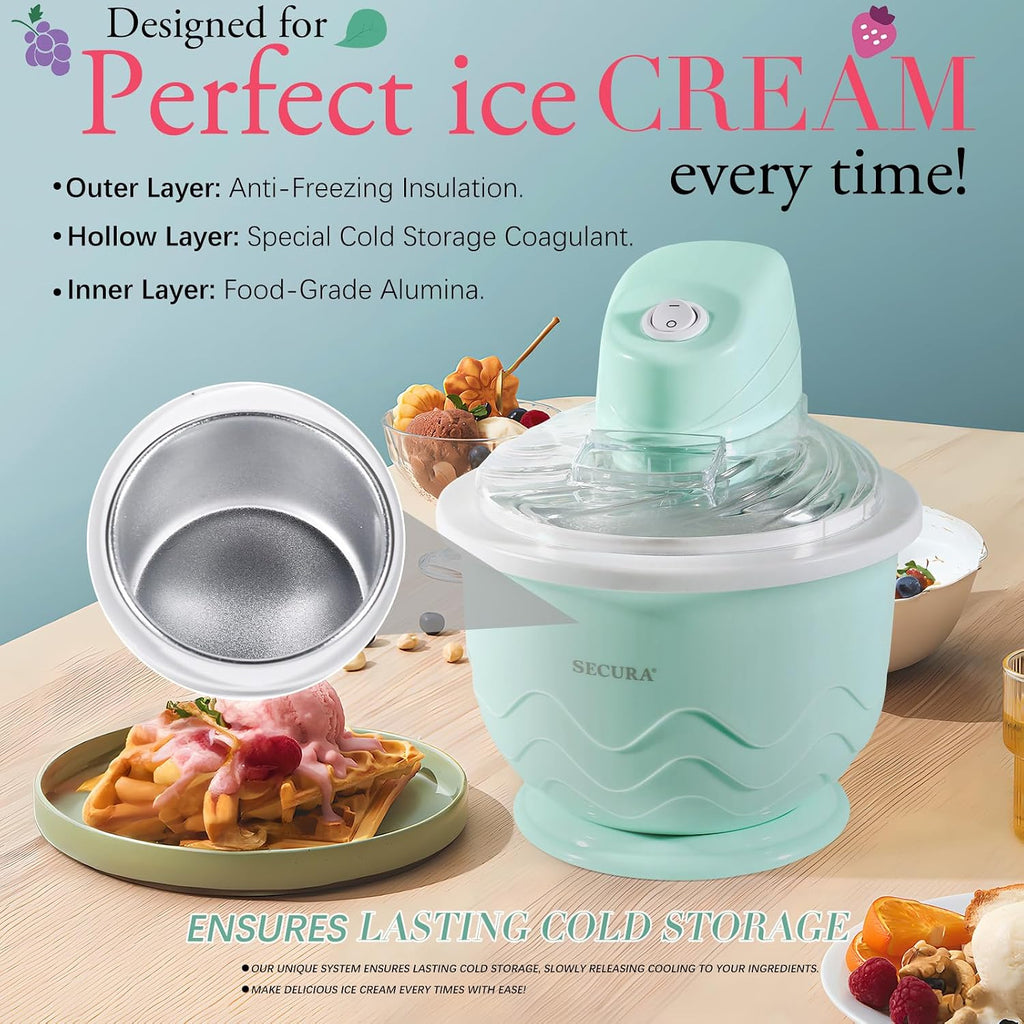 Ice Cream Maker, DIY Visualization Electric for Gelato & Sorbet 1QT