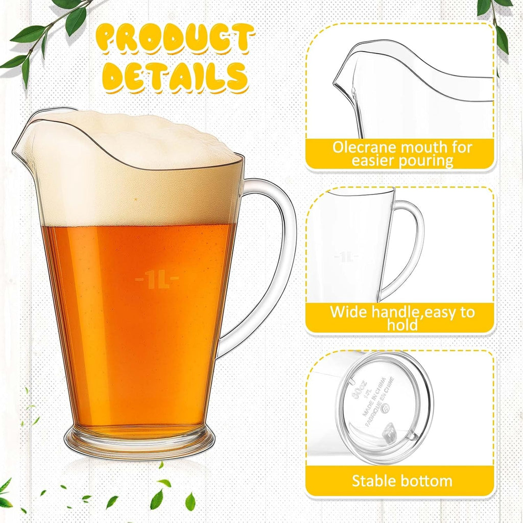 6 Pcs 60oz Plastic Water Pitchers Clear for Party Restaurant
