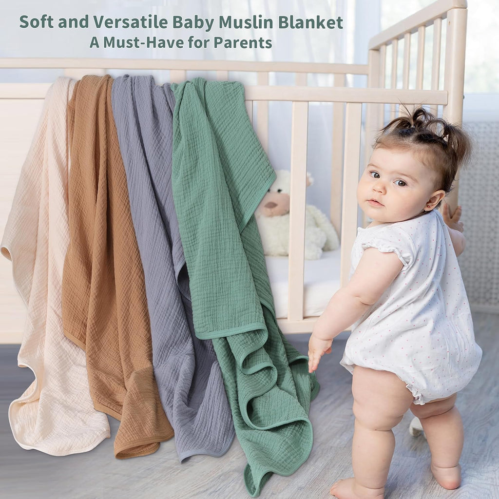 Muslin Swaddle Blankets for Newborn, 2 Pack Breathable Soft Receiving Blanket, Large 41 x 41 inches Swaddle Wrap