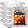 9x13 Aluminum Foil Pans with Lids Disposable, 10 Pack Tin Foil Turkey Sheet