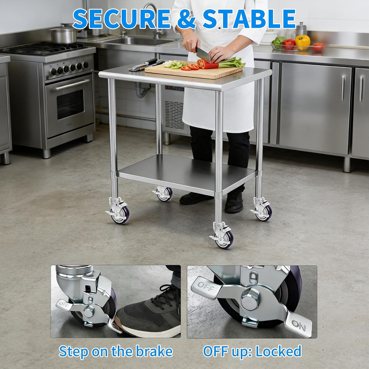 4 inch Work Table Caster Wheels for Commercial Kitchen Prep Tables