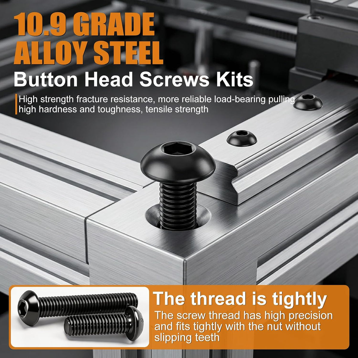 mankk 205PCS M6 Bolt Assortment Kit Button Head Hex Socket Cap Screws