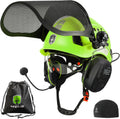 Forestry Chainsaw Safety Helmet with Bluetooth Ear Muffs Arborist Helmet Hard Hat with Built-in Visor Mesh Face