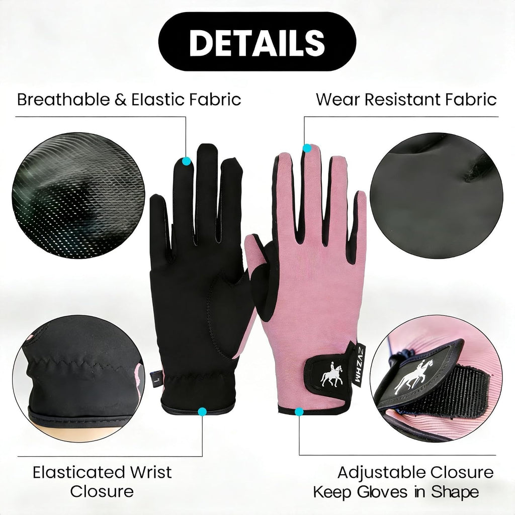 Horse Riding Gloves Equestrian for Women, Mesh Breathable