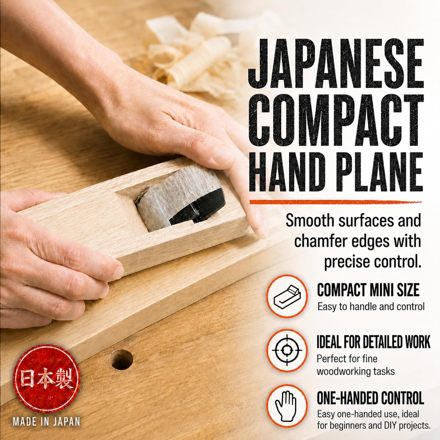 Japanese Hand Plane 42mm, Woodworking Block Plane 5.9" x 2.1" | KANNA Small Manual Wood Planer Hand Tool for