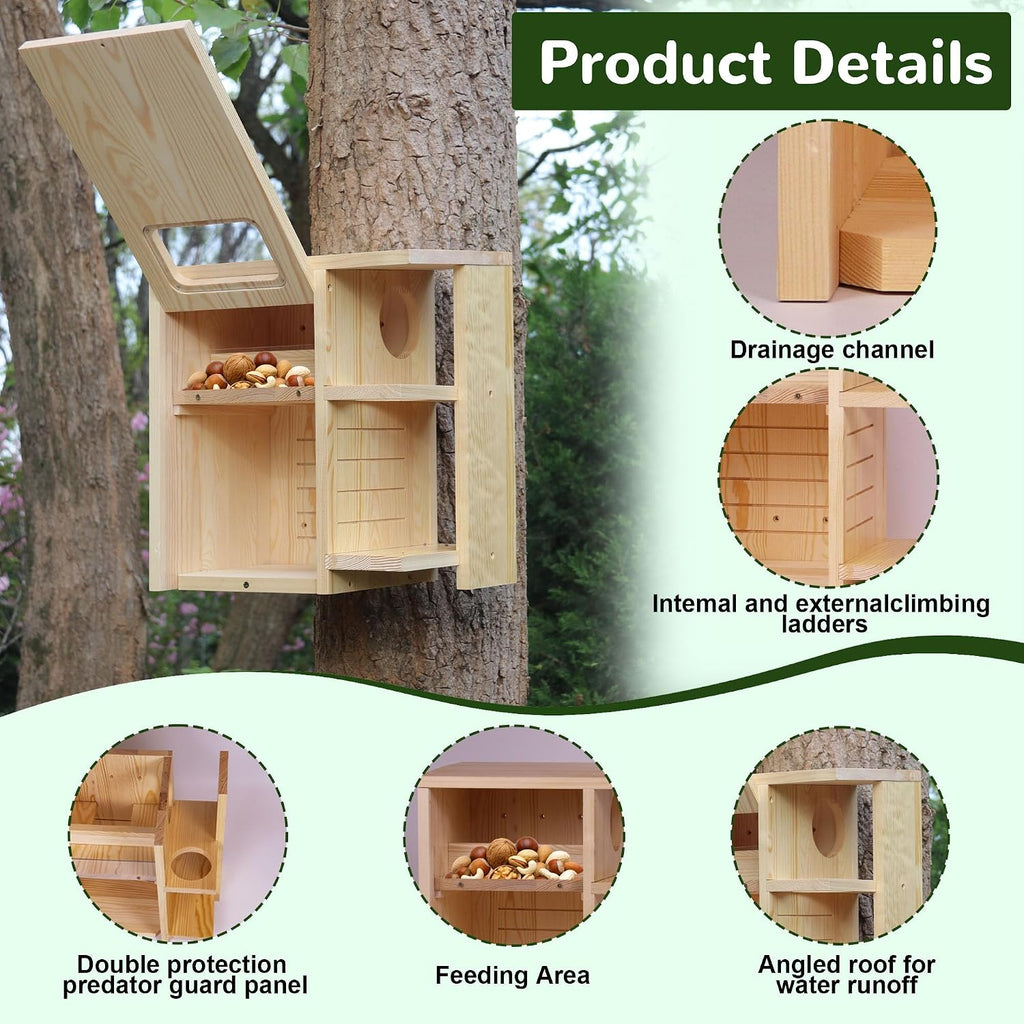 Extra Large Wooden Squirrel House for Outside