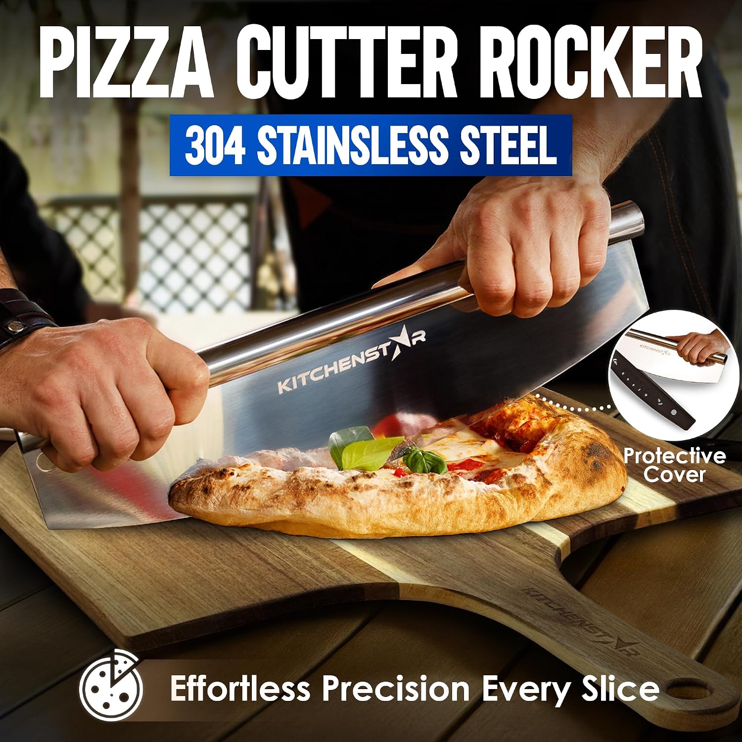 Pizza Stone Set for Oven and Grill – 16 Inch Cordierite Baking Stone, 1800°F Resistant, 6-Piece Kit with Acacia Wood
