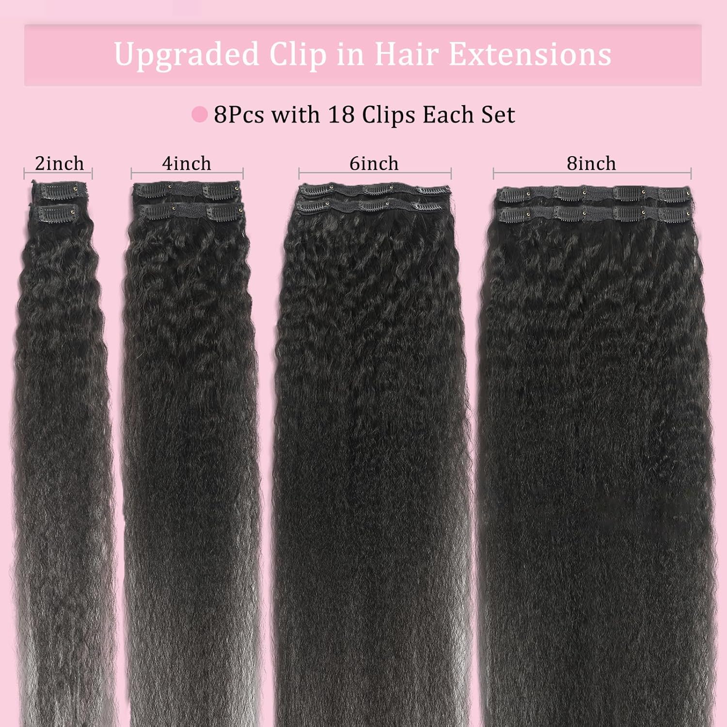 Kinky Straight Clip Ins Hair Extensions Human Hair Clip in Extensions | 110g Clip Ins Real Human Hair for Black Women