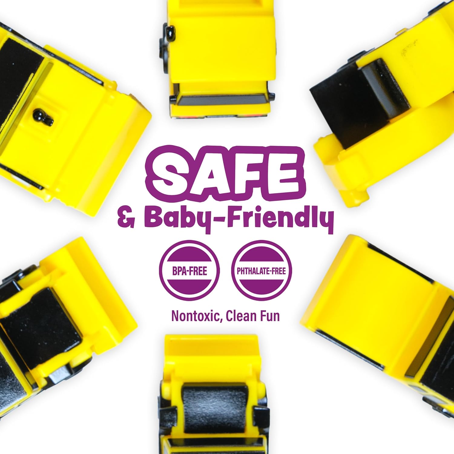 Construction Trucks Mold Free Bath Toys, 6 Pack | Sealed, No Hole Bath Toys Design Keeps Moisture Out | Soft