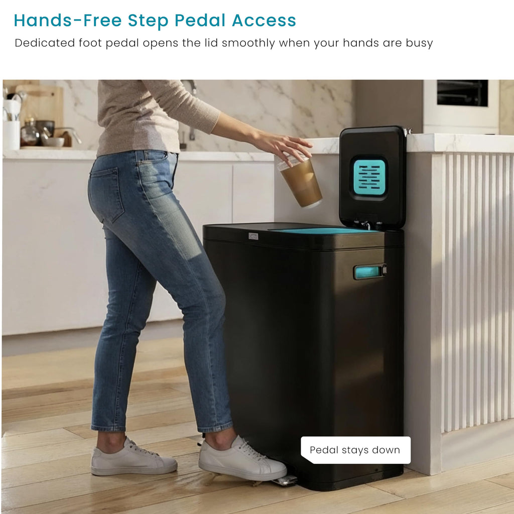 16 Gallon Kitchen Trash Can with Dual Compartments