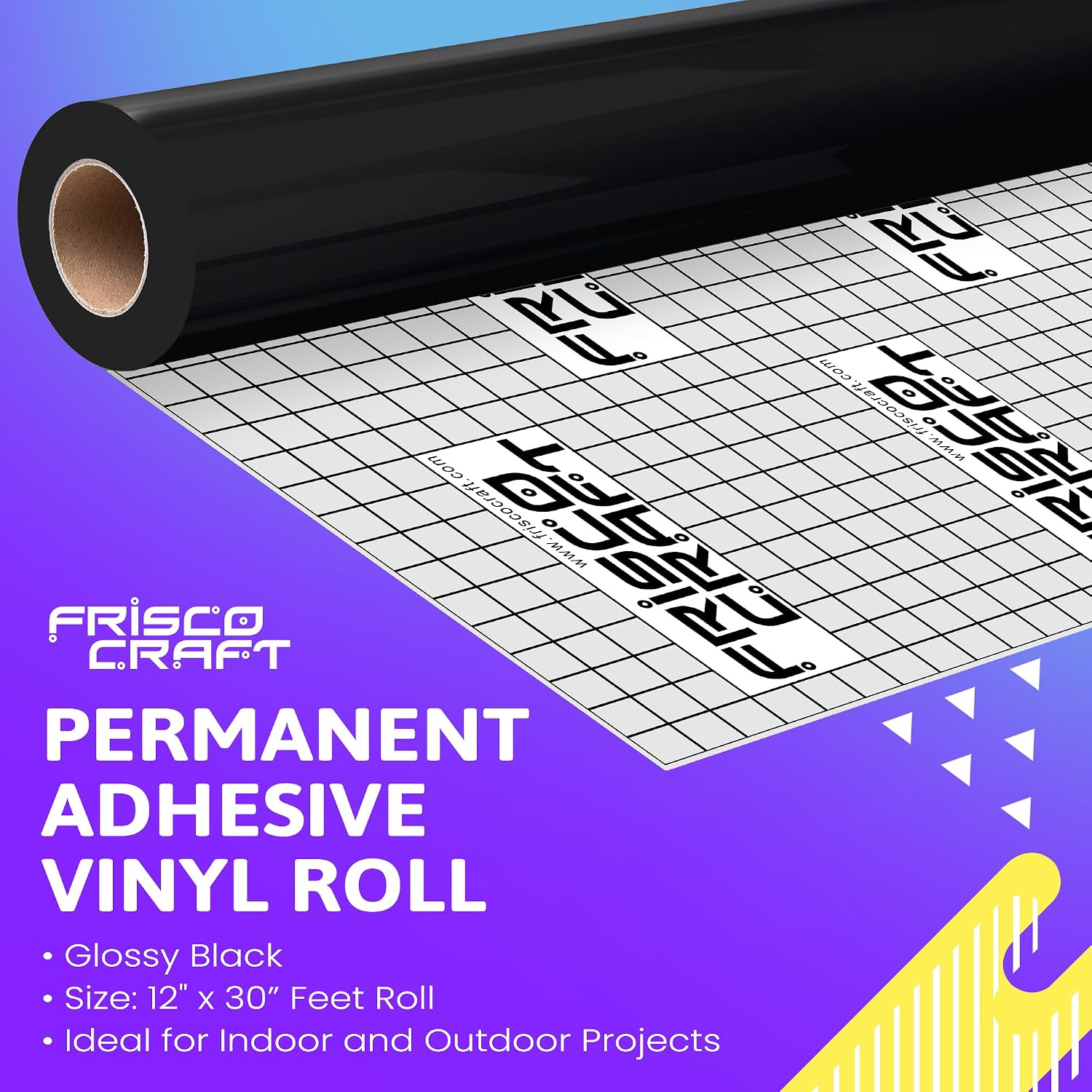 Glossy Black Permanent Vinyl Sheets 12” x 30 FT | Waterproof Adhesive Vinyl Roll, Home Decor, Silhouette, Decals