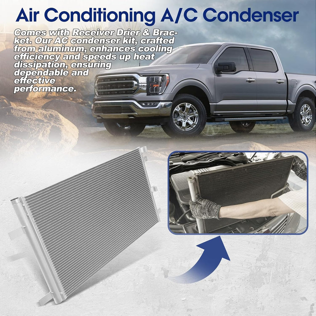 Air Conditioning A/C Condenser Compatible with Ford F-150 Expedition/Lincoln Navigator # 4689, 7014689, FO3030249, FL3Z19712A, FL3Z19712B, FL3Z19712C, HL3Z19712A