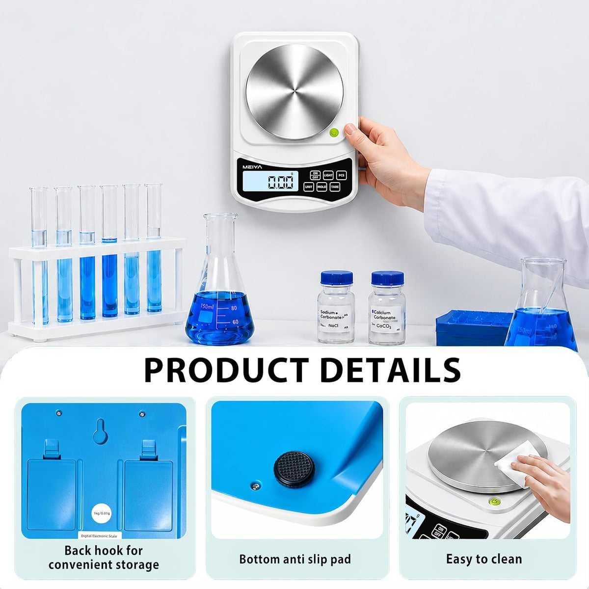Digital Lab Scale, 1000g by 0.01g Balance Scale & Laboratory Scale