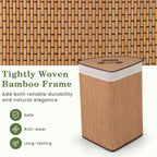 Corner Bamboo Laundry Hamper with Lid and Removable Liner, Bamboo