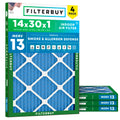 14x30x1 Air Filter MERV 13 Smoke & Allergy Defense (4-Pack)