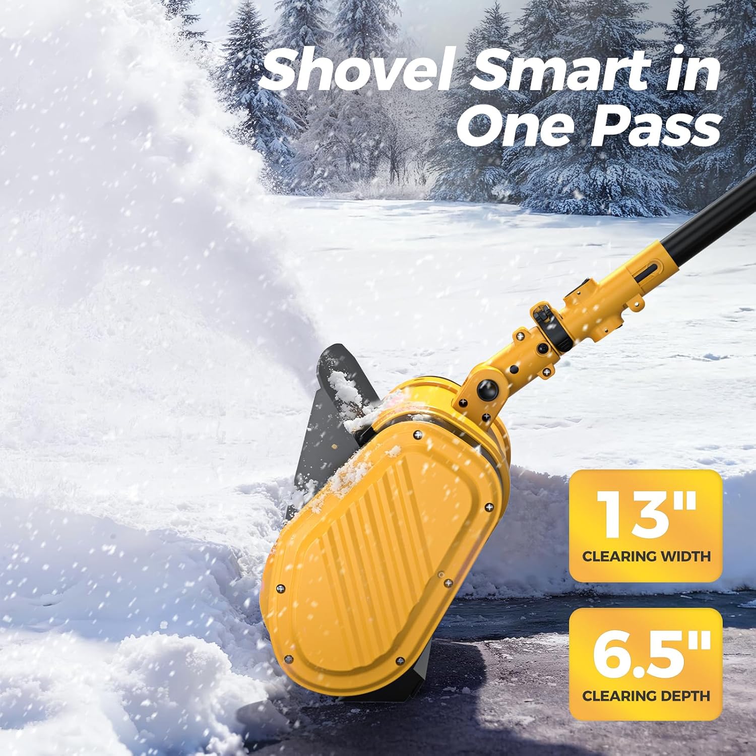 Electric Snow Shovel, 21000RPM Cordless Snow Blower, 13" Snow Blower with 2 Powered 24V Batteries, Lightweight for