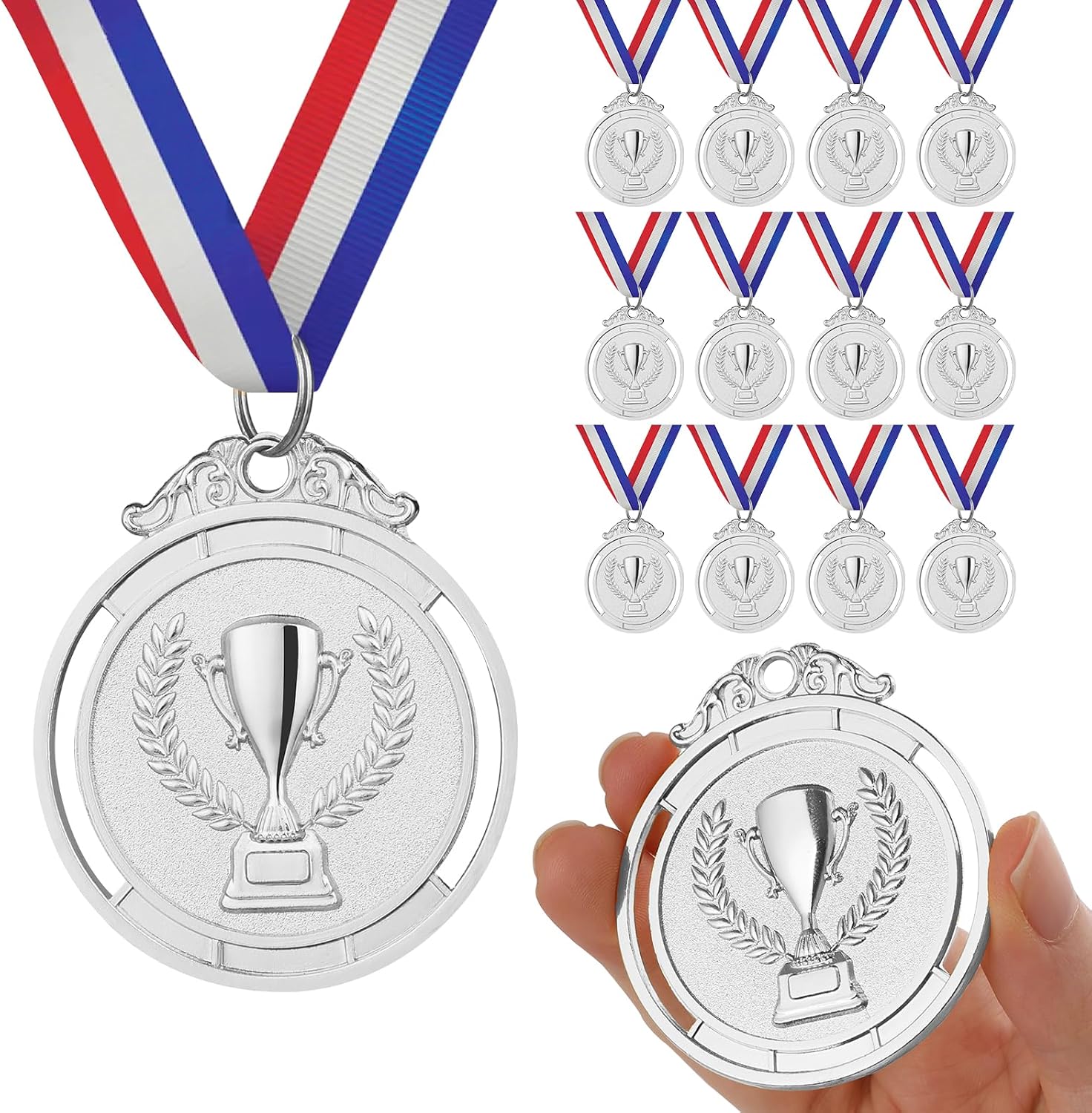 12 Pieces Gold Medal with Neck Ribbons, Kids Reward Medal, Winner Medals Gold Prizes for Sports, Competitions, Party