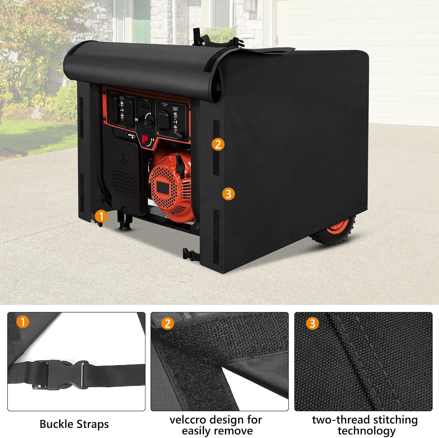 Universal Waterproof Generator Cover, 600D Heavy Duty Small Outside Equipment Cover for Champion,Predator,Wen,BILT
