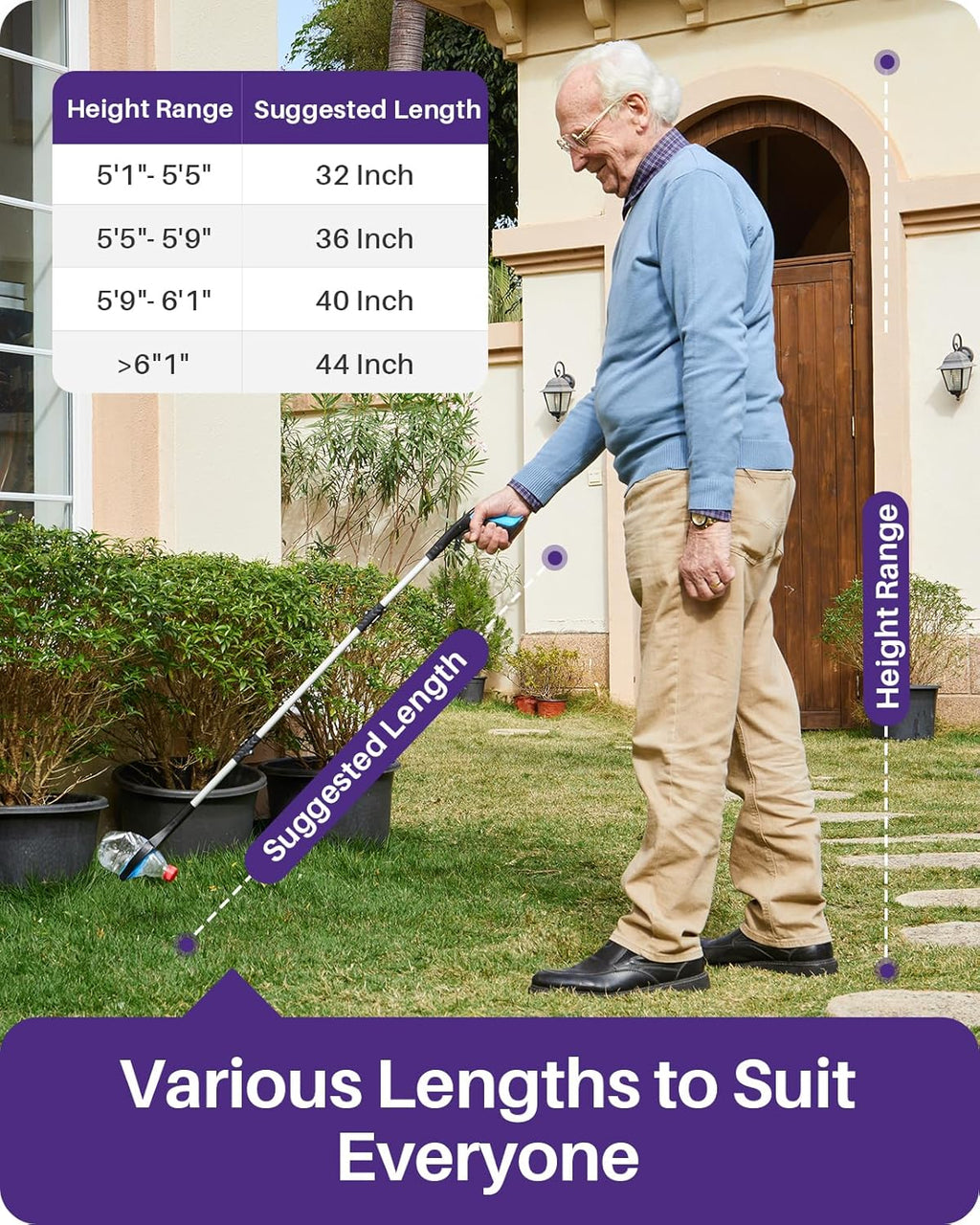 36inch Grabber Reacher Tool for Seniors, Foldable Reacher Grabbers Pickup Stick with Anti-Slip 360° Rotating Jaw, 4"