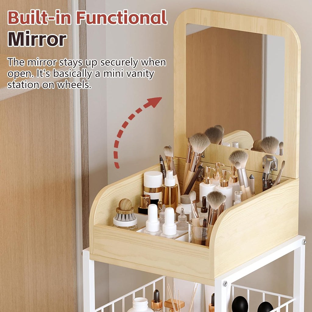 Makeup Cart Organizer with Mirror, Floor Makeup Organizer Large