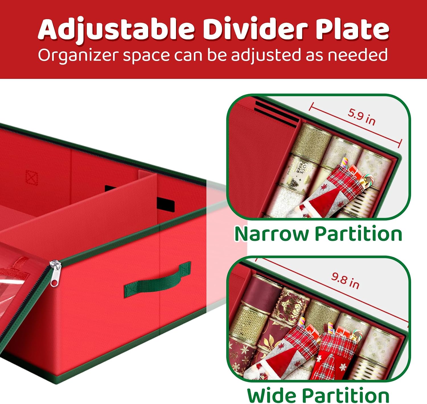 Christmas Wrapping Paper Storage Containers, 40 Inch Gift Wrap Organizer, Visible Supplies Pockets for Xmas