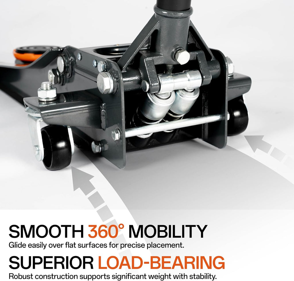 3-Ton (6600lbs) Low Profile Hydraulic Heavy-Duty Steel Floor Jack with Dual Pistons Quick Lift Pump, Home and