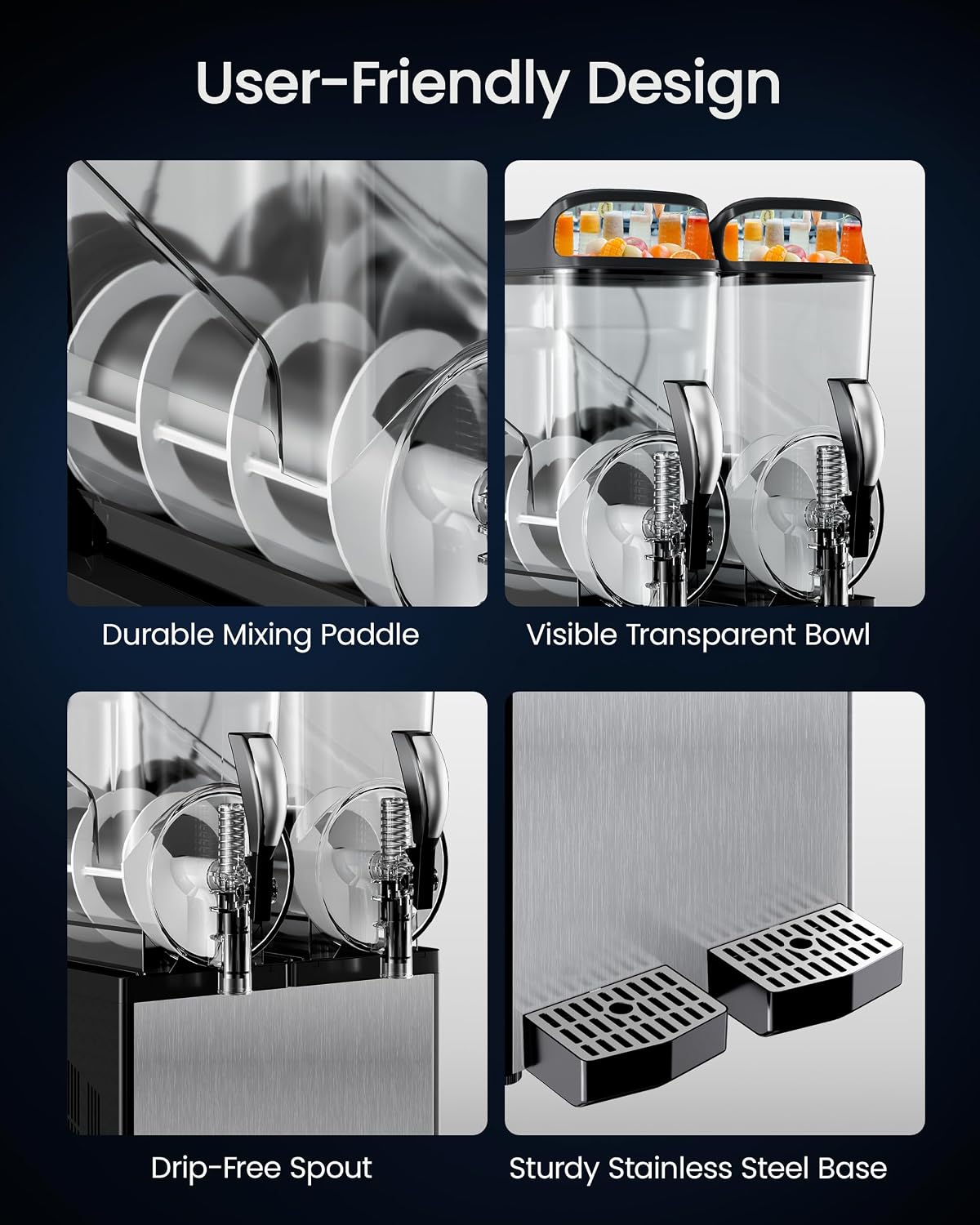 30L Commercial Slushie Machine, Dual Tank with LED Control