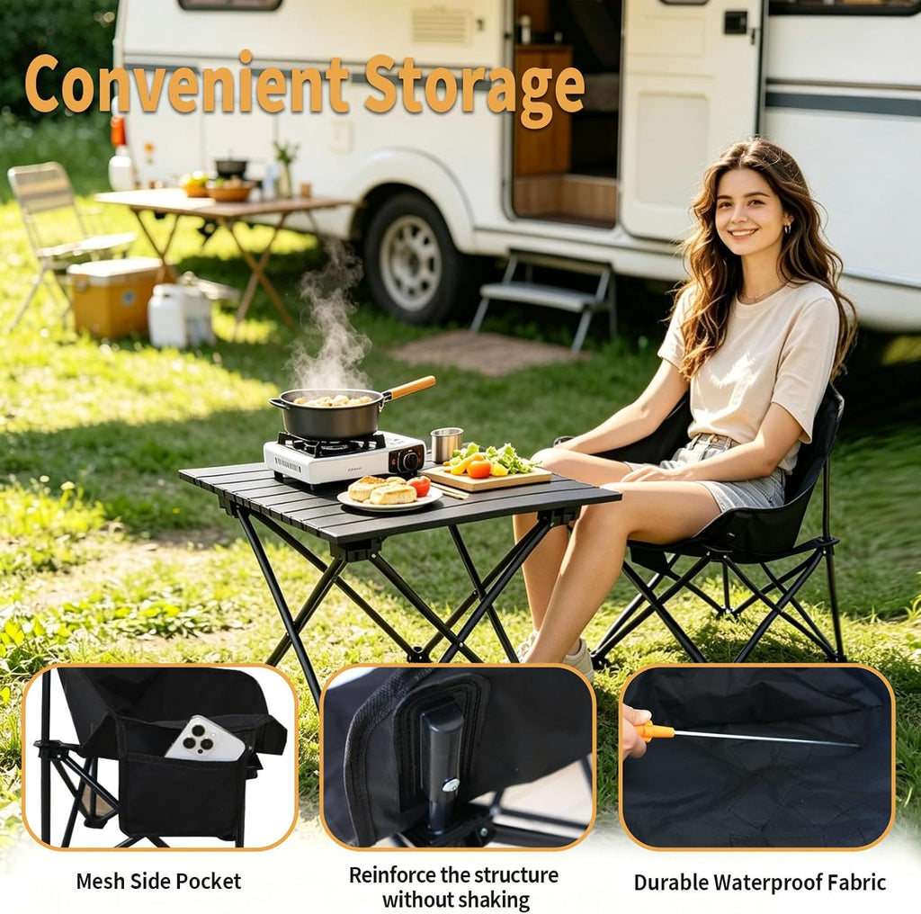 Portable Camping Chair Table Set,2 Pcs Folding Picnic Table Chair with Carry Bag,600D Oxford Fabric,Compact Camping
