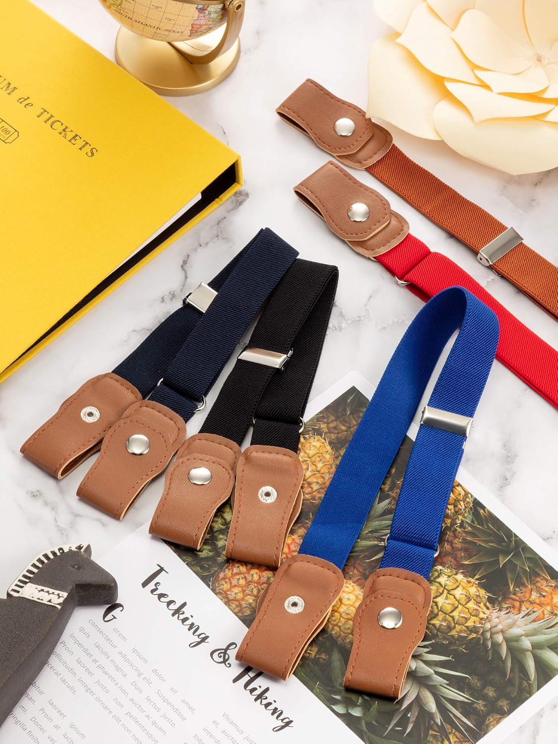 9 Pieces Toddlers No Buckle Stretch Belt for Kids Adjustable Elastic Toddler Belts Buckle-free Waistbelt for Boys and
